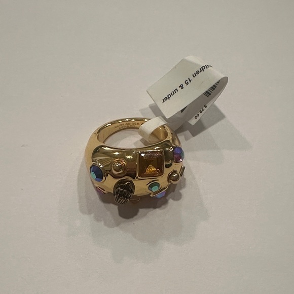 Kurt Geiger Gold Ring with Vibrant Gemstones and Eagle head - Picture 5 of 6